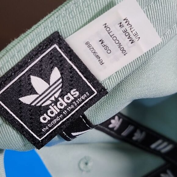 Adidas Originals Trefoil Logo Dad Hat Cap Pale Green Grey White Adjustable New - Picture 11 of 11